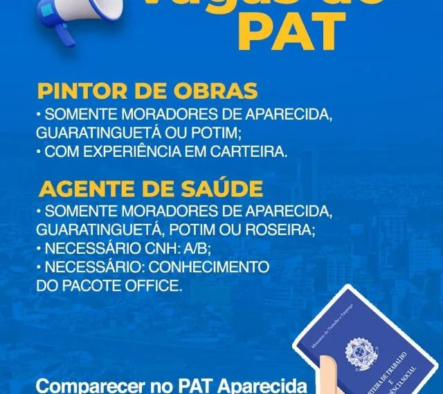 A Prefeitura de Aparecida vagas de emprego